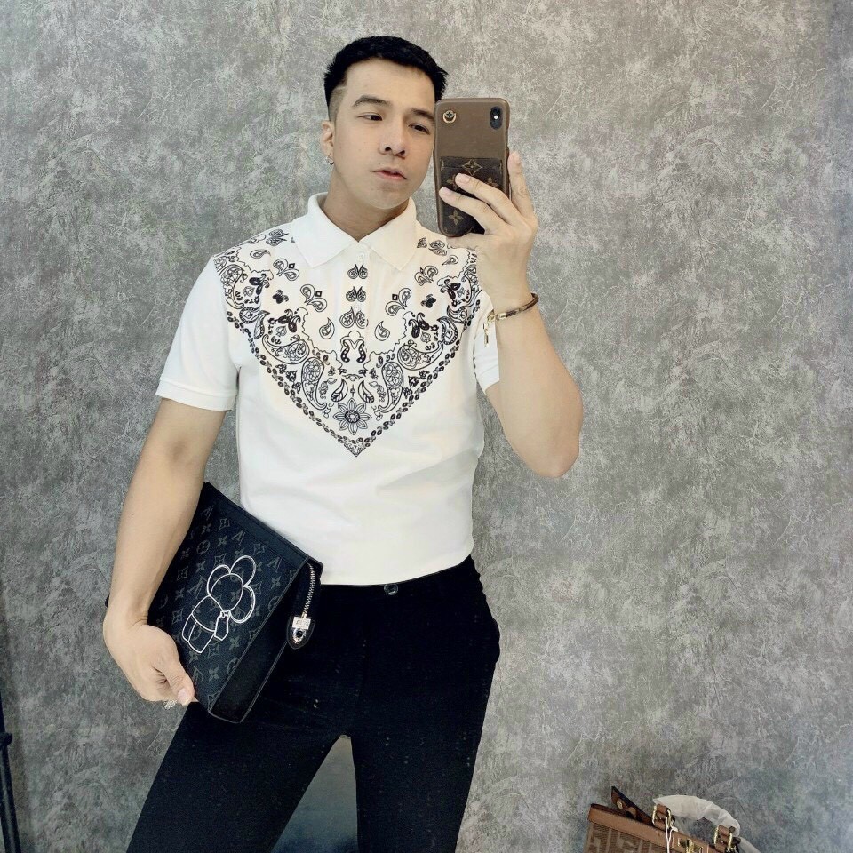 (Size lớn > 100kg) Áo polo nam hoa văn sang trọng GAP004  - Cotton cá sấu, form suông POLOMAN