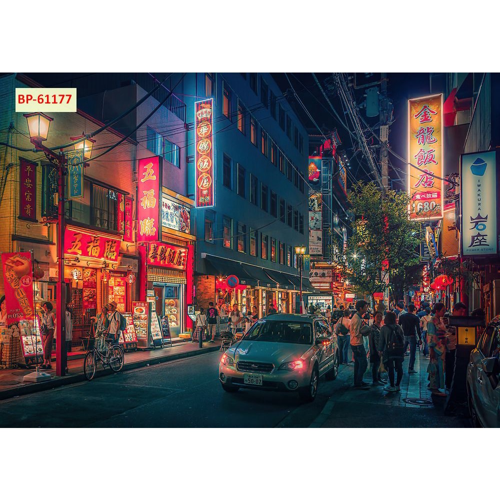 Tranh dán tường Trang Trí Cửa Hàng cao cấp đường phố Tokyo – Nhật Bản chống nước, không phai