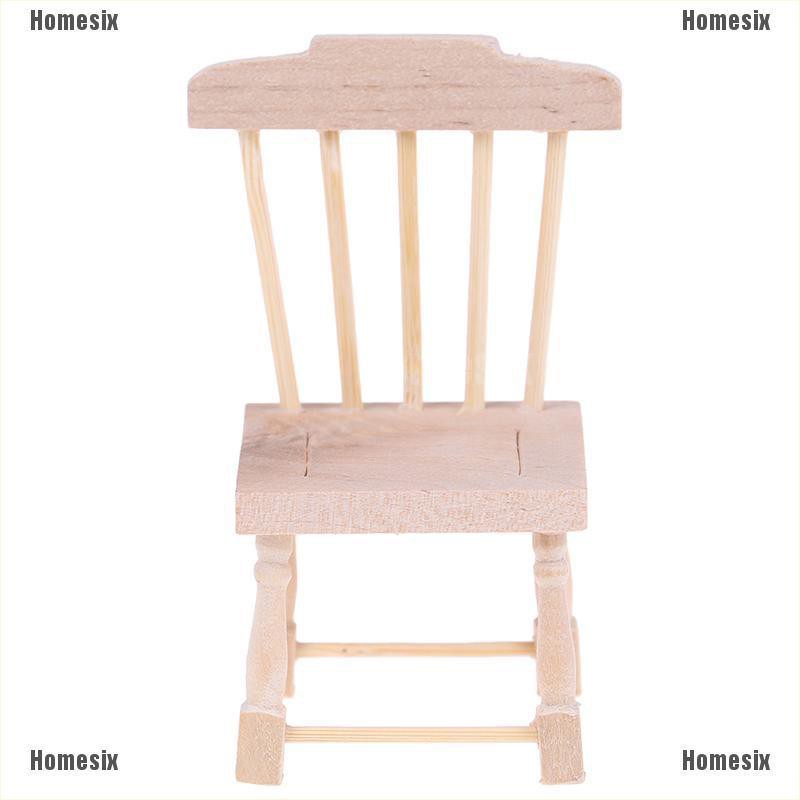 [HoMSI] 1:12 Dollhouse Miniature Mini Wood Color Chair Model Furniture Accessories SUU