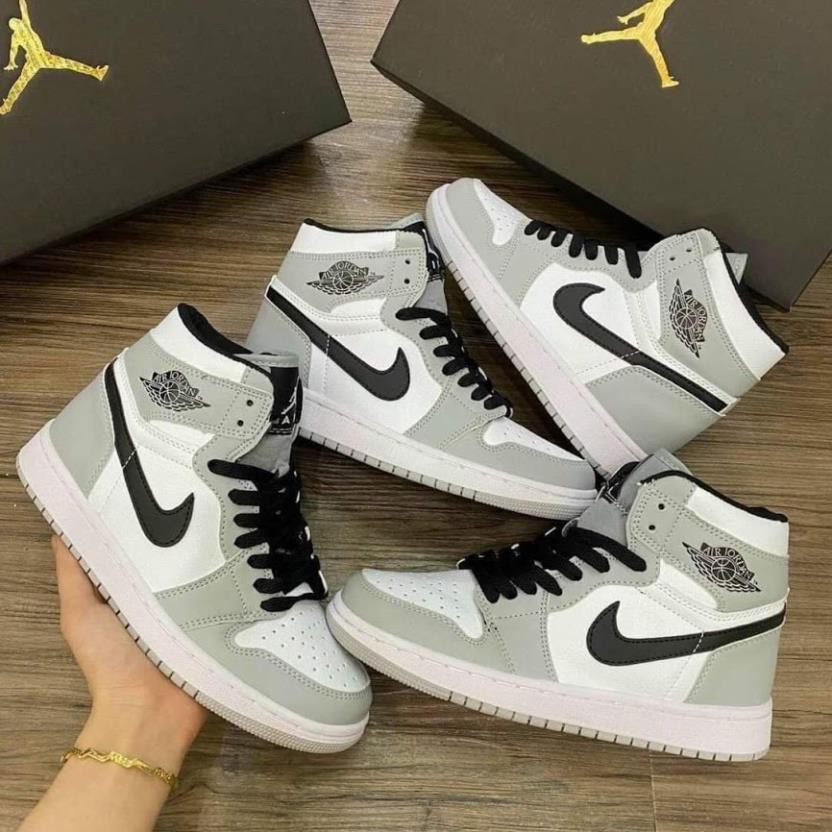 Giày Thể Thao Jordan 1 Cổ Cao Xám Trắng, Giày Sneaker JD1 smoke grey cao cổ nam nữ siêu chất dễ phối đồ 2021