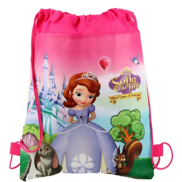 Túi Dây Rút Không Dệt Họa Tiết Hoạt Hình Frozen Cho Bé Gái