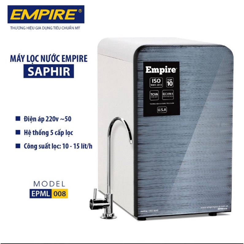 Máy lọc nước để bàn 5 lõi lọc Empire Saphir EPML 008 gọn gàng tiện lợi