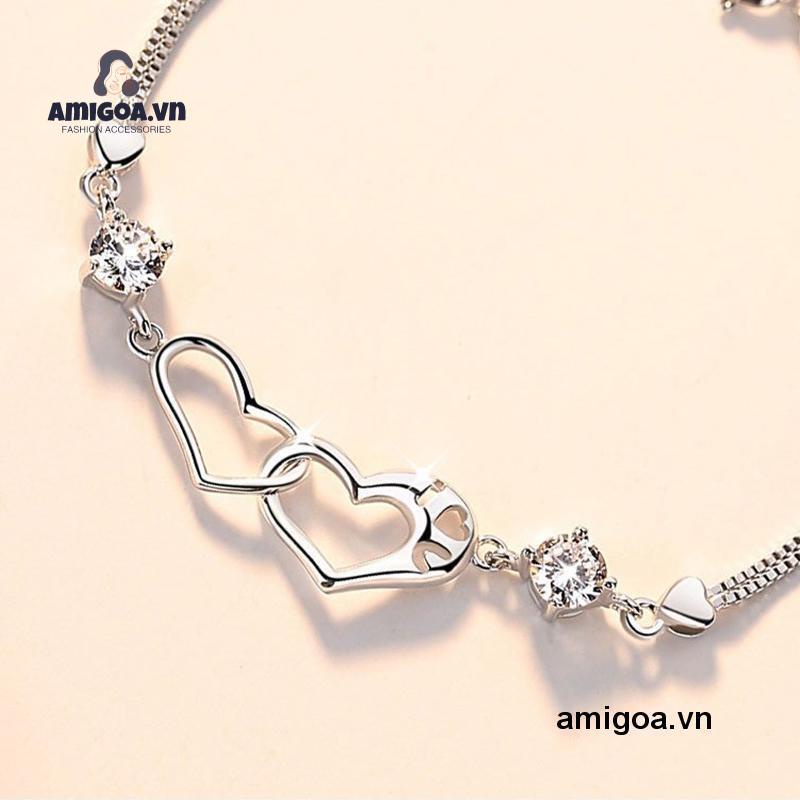 ✨✨Lắc Tay Bạc Ý Hình Trái Tim Đôi Thông Điệp Tình Yêu S925 Cao Cấp