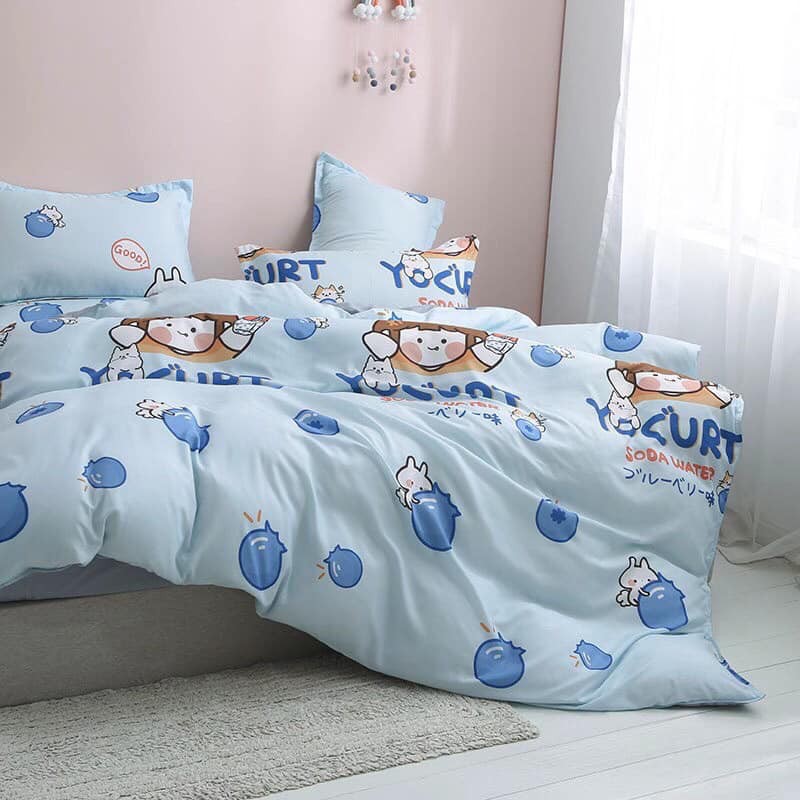 [ GIÁ HỦY DIỆT ] SET VỎ CHĂN - GA - GỐI COTTON PHA - BÉ SỮA CHUA