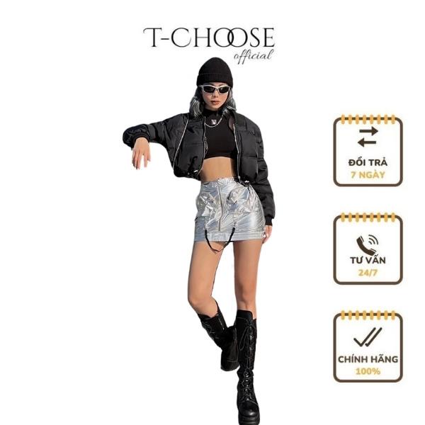 Áo Tchoose, áo phao croptop rút dây - T198