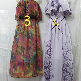 Đầm maxi voan 2 dây bèo