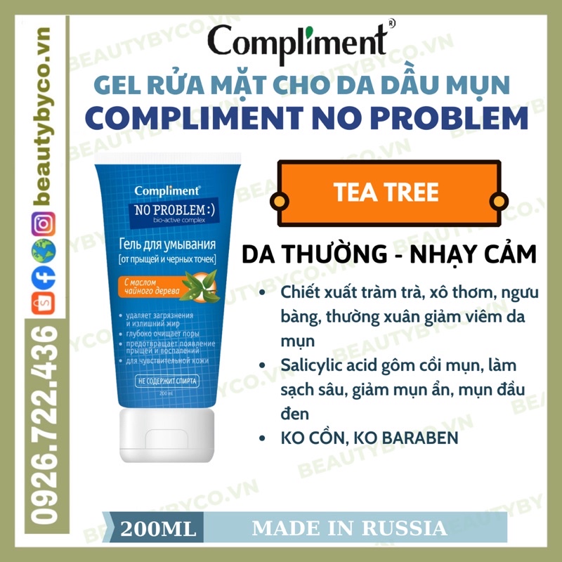 Gel rửa mặt Compliment Noproblem Salicylic acid /Tea tree làm sạch sâu, giảm thâm mụn | BigBuy360 - bigbuy360.vn