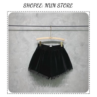 Quần short nữ- quần sooc nhung viền ren xinh xắn