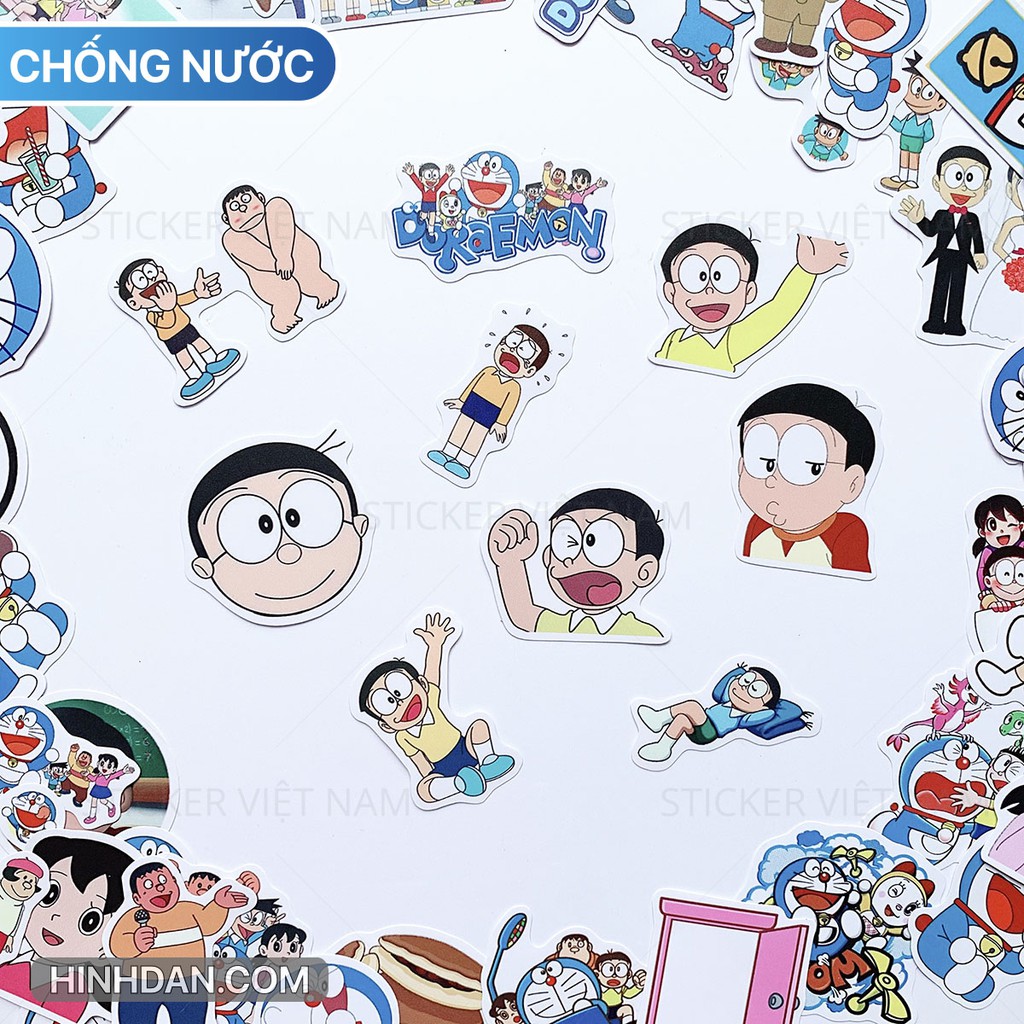 Sticker NOBITA DORAEMON & những người bạn chống nước dán bàn học, nón bảo hiểm, laptop, đàn guitar, đạp điện, máy tính