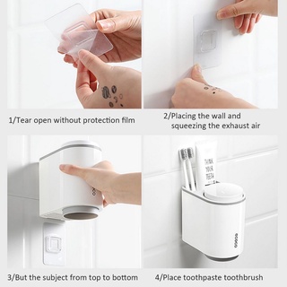 Toothbrush holder with 2 convenient bathroom wall stickers