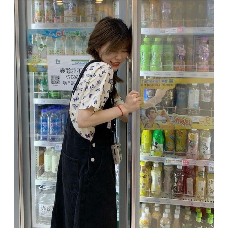 Áo Sơ Mi Tay Ngắn Dáng Rộng In Hình Bướm Vintage Thời Trang Mùa Hè Cho Nữ