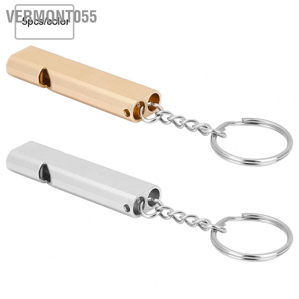Vermont055 5pcs Aluminum Alloy Dual Tubes Whistle Lifesaving Emergency Outdoor Survival Tool