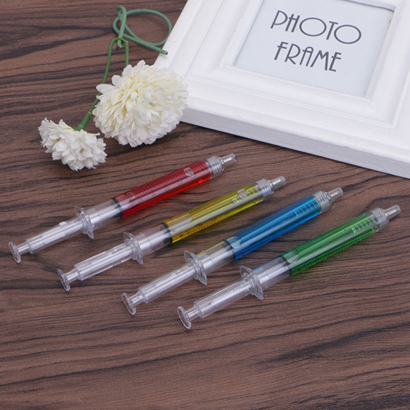 Set 4 Bút Bi Mực Đen Hình Ống Tiêm Độc Đáo