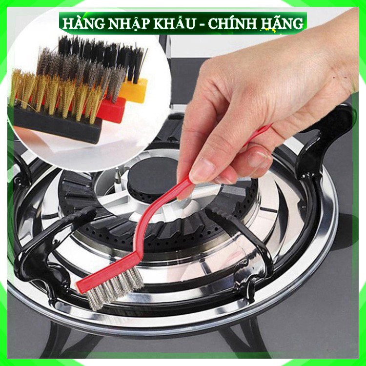 [Hàng Cao Cấp - 1 Đổi 1] Bộ 3 bàn chải sắt đồng nhựa mềm đánh rỉ cọ khe nhỏ bếp ga vệ sinh nhà bếp