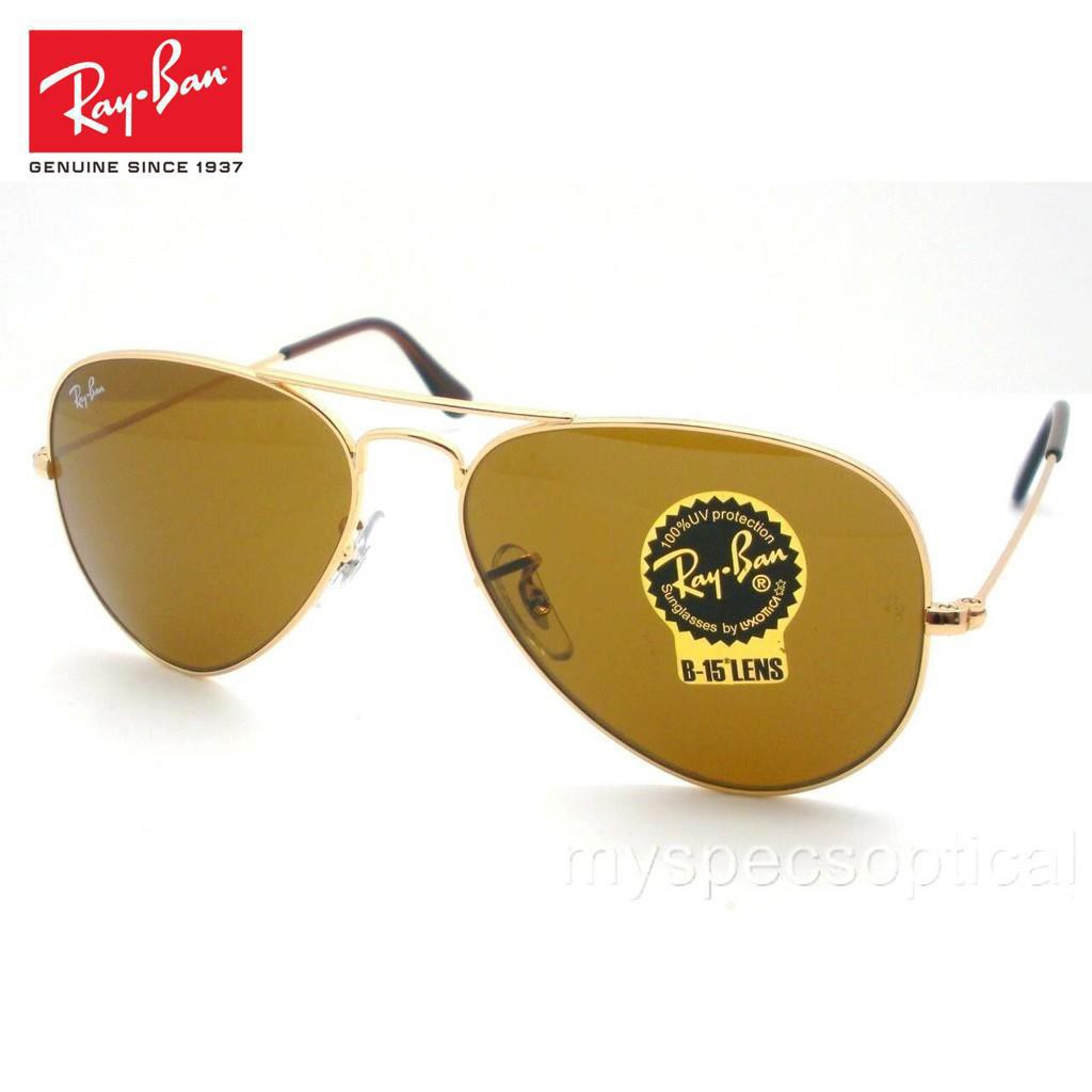 (Hàng Mới Về) Kính Râm Ray Ban 3025 001 / 33 Aviator Gold Brown B15 Chính Hãng