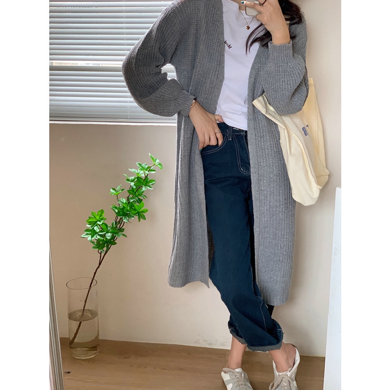 SUXI Áo Khoác Cardigan Bằng Vải Dệt Kim Dáng Rộng Rãi Phong Cách Cổ Điển Hàn Quốc Sành Điệu Cho Nữ