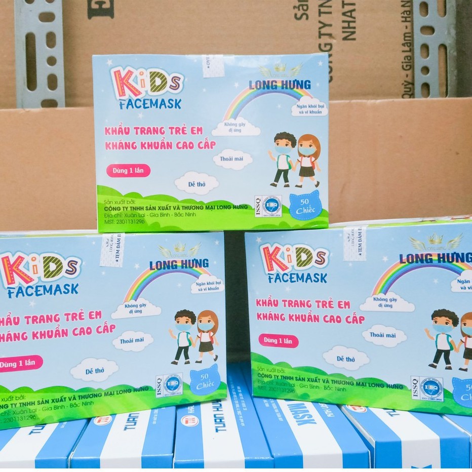 Khẩu trang cho bé y tế kháng khuẩn hộp 50 chiếc , khẩu trang trẻ em mask kid ngăn ngừa khói bụi độc hại