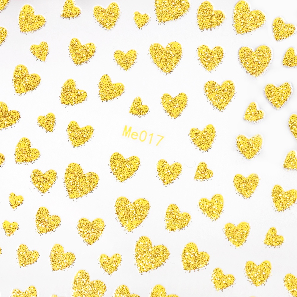 1 Tờ Miếng Dán Trang Trí Móng Tay 3D Lấp Lánh Hình Trái Tim