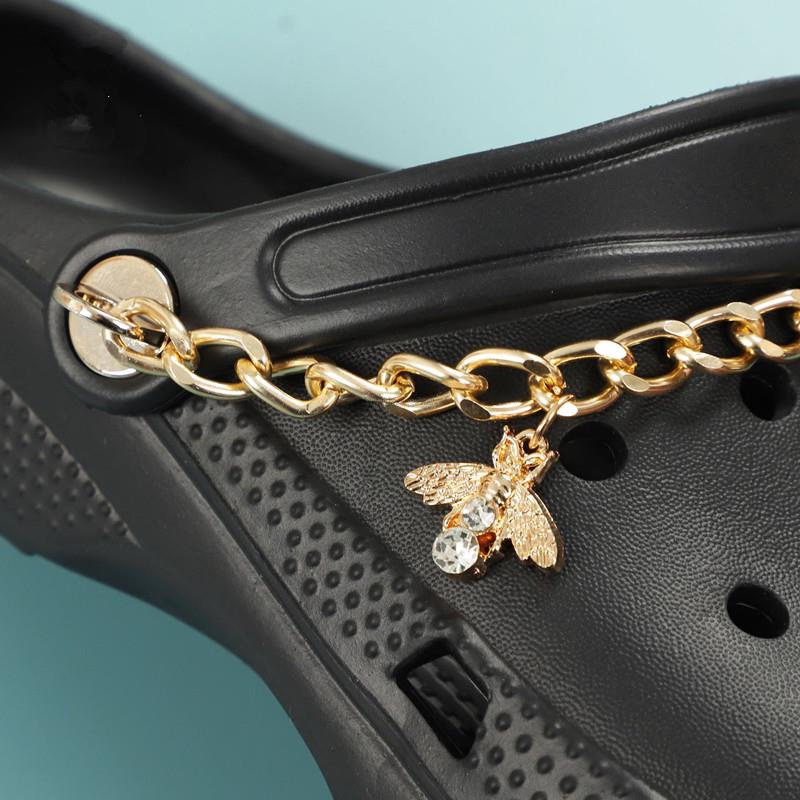 1 pcs Phụ Kiện Chuỗi Dây Xích Kim Loại Đính Đá Hình Cá Sấu DIY Trang Trí Giày/Giày Thể Thao Có Thể Tháo Rời Tái Sử Dụng