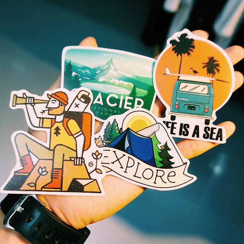 Sticker Camping  chống nước, hình dán mũ bảo hiểm, dán xe, điện thoại, laptop – Nghiện Sticker