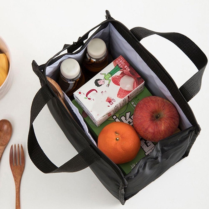 1 Túi Đựng Cơm Trưa Cách Nhiệt Chống Thấm Nước Họa Tiết Cây Xương Rồng Màu Đen