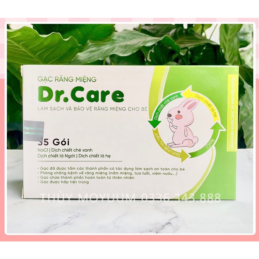 [Rẻ vô địch] Gạc rơ lưỡi, gạc răng miệng Dr.Care cho bé ( Hộp 35 gói tặng kèm thêm 5 gói tổng 40 gói)