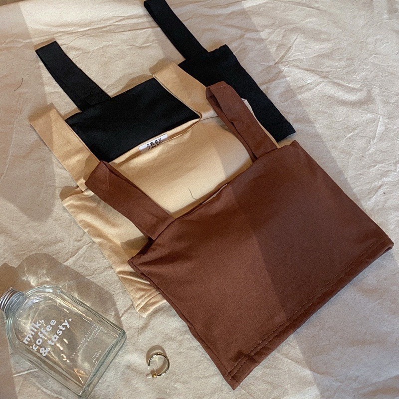 Áo hai dây bản to croptop có sẵn đệm mút phong cách ulzzang, style Hàn Quốc