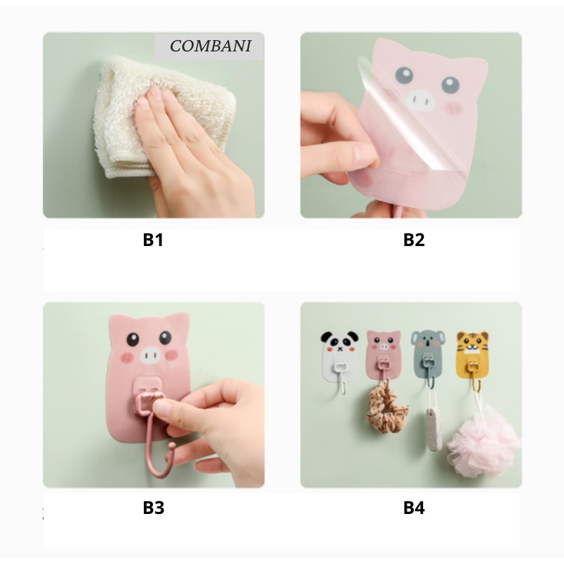 Móc treo tường hình thú, siêu dính, chất liệu móc kim loại, siêu chắc chắn Akii Home MT10