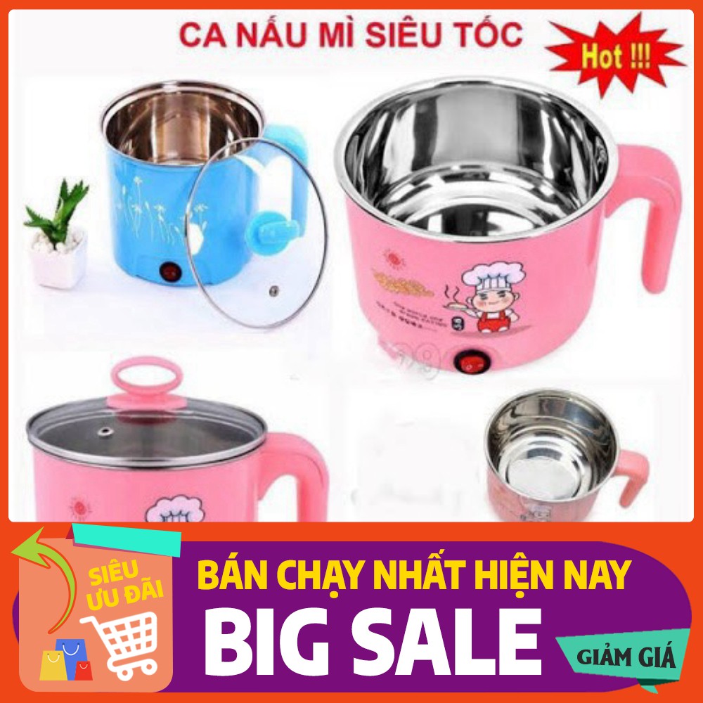 Nồi Nấu Mì Màu Đa Năng, Siêu Tốc 1,6 Lít  ca nấu lẩu nấu mì mini tiện dụng tại nhà