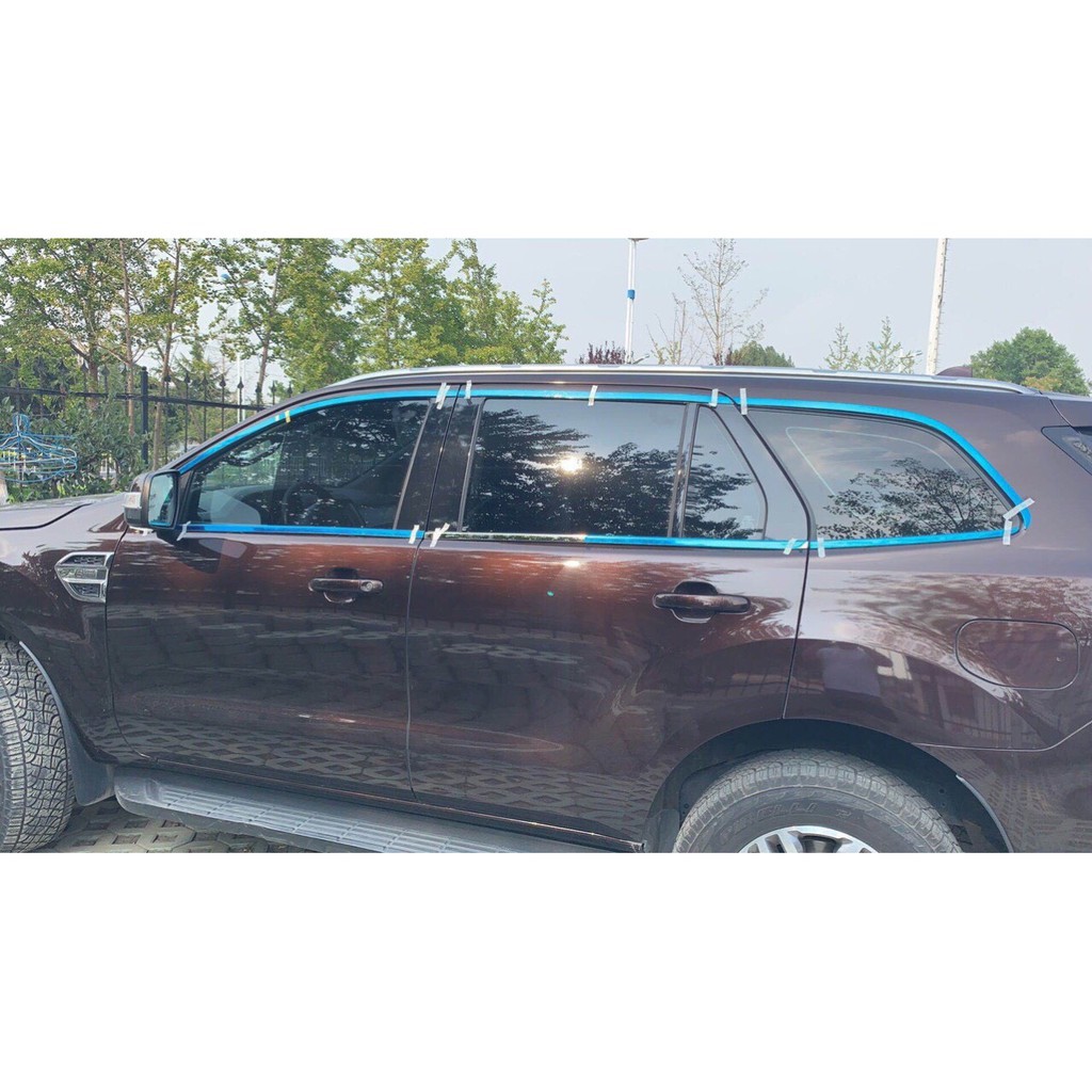 Nẹp viền chân kính + viền cong kính Ford Everest 2016-2019 inox