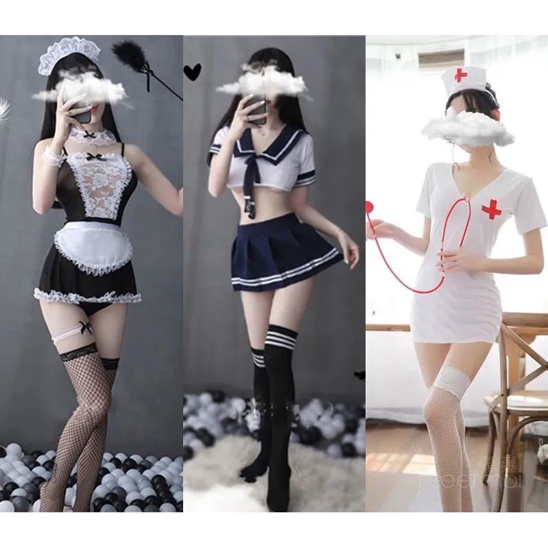 Bộ đồ ngủ cosplay hóa trang nàng hầu, y tá, thư kí, nữ sinh, cảnh sát, tai thỏ CP019