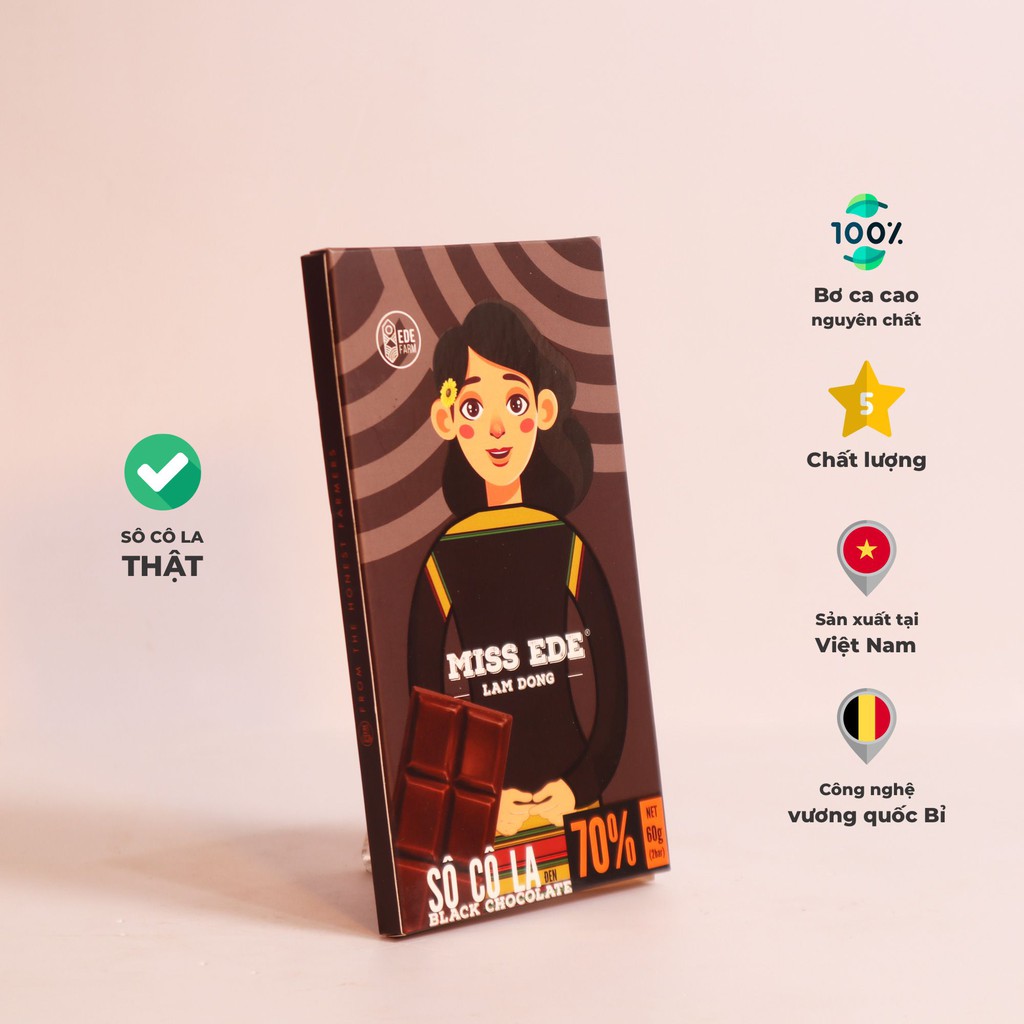 Sô cô la đen MISS EDE 70% Lâm Đồng - 60 g