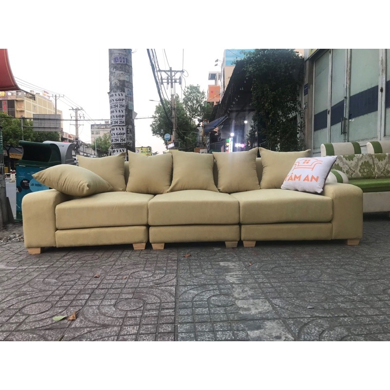Sofa băng vải nỉ màu xanh lá, Ghế sofa chung cư nhiều màu Vải nhập INDO