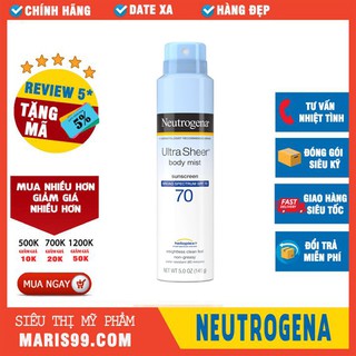 Xịt chống nắng Neutrogena Ultra Sheer Body Mist Sunscreen BroadSpectrum SPF 70 (141g)