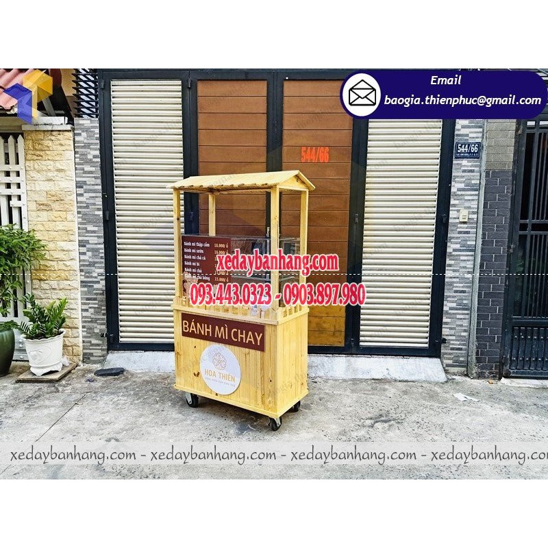 Mẫu xe bán bánh mì chay bằng gỗ chất lượng cao - xedaybanhang.com