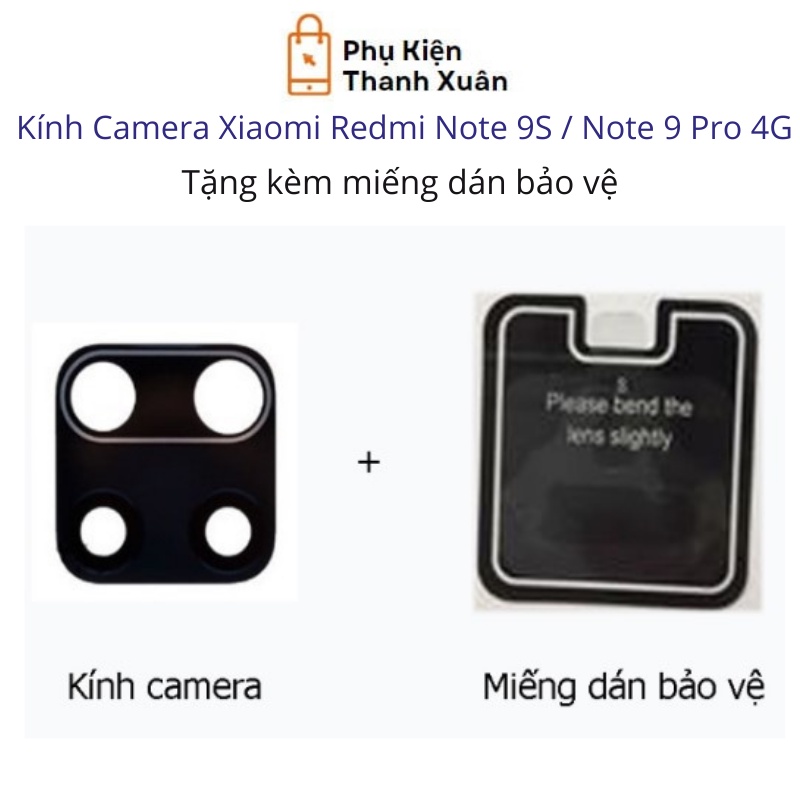 Kính camera sau Xiaomi Redmi Note 9S - Note 9 Pro 4G  - Tặng kèm miếng dán