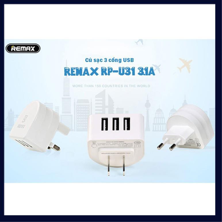 Củ sạc 3.1A 3 Cổng USB Remax Moon RP-U31 - hàng chính hãng