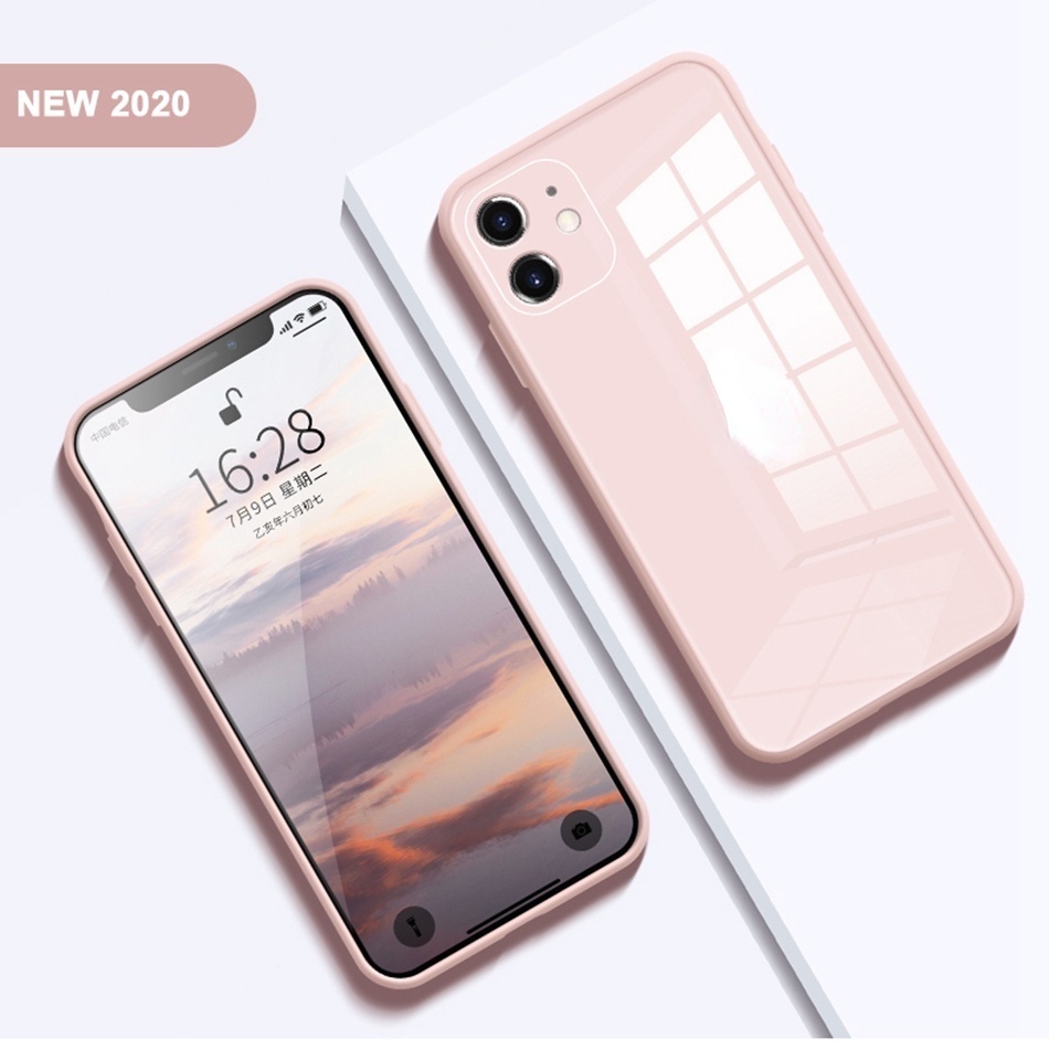 Ốp lưng cứng mặt kính cường lực bảo vệ camera cho compatible for IPhone 11 pro X XR X
