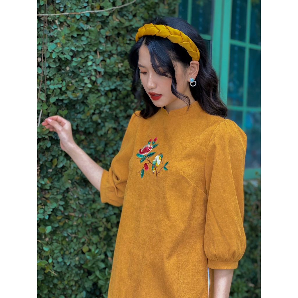 [HÀNG CÓ SẴN] Áo Dài Bình An May Boutique màu vàng Freesize SAD21D_112.007-YL-F