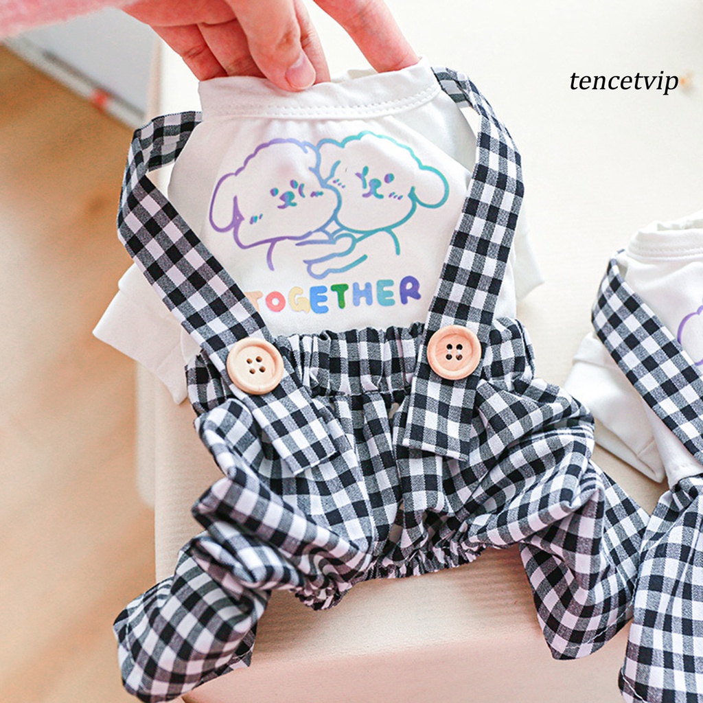 Bộ Đồ Liền Thân Thoáng Khí Không Phai Họa Tiết Kẻ Ô Dành Cho Thú Cưng