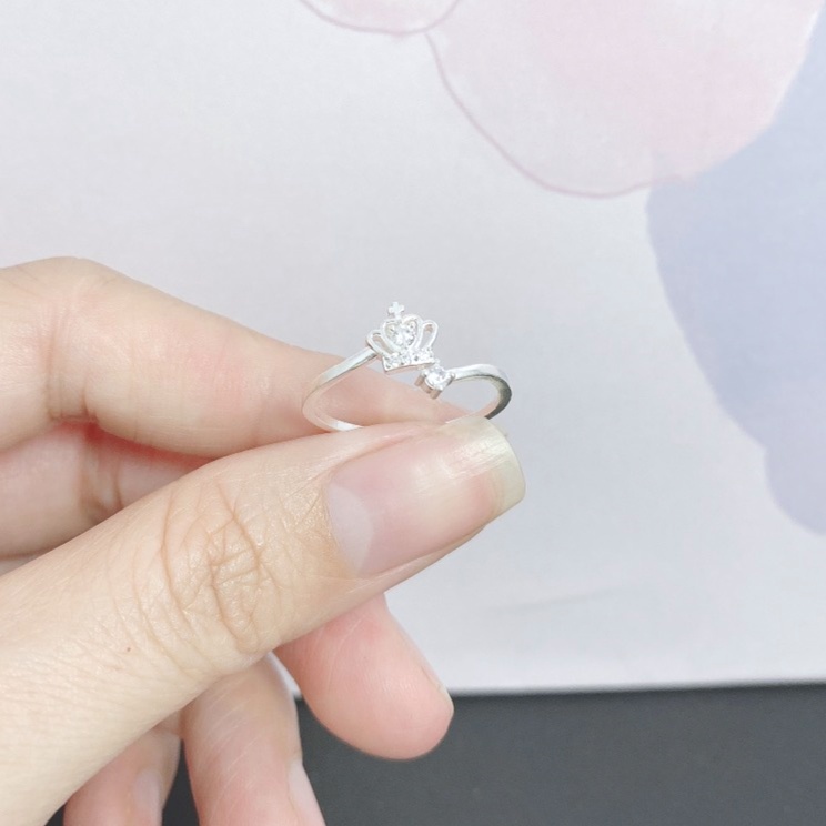 Nhẫn bạc vương miện hở Evasilver, Nhẫn Free size chuẩn bạc ta xinh xắn