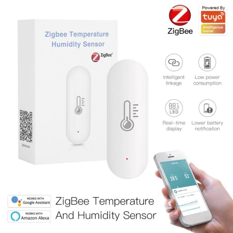 Nhiệt kế thông minh tích hợp cảm biến độ ẩm Zigbee dùng app Tuya/ Smart life sử dụng Pin AAA