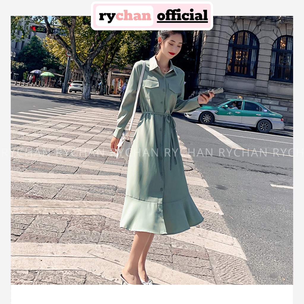 Đầm Pháp Hepburn Khí Chất Nữ Tính, Đầm Váy Nữ Tay Dài Đuôi Cá