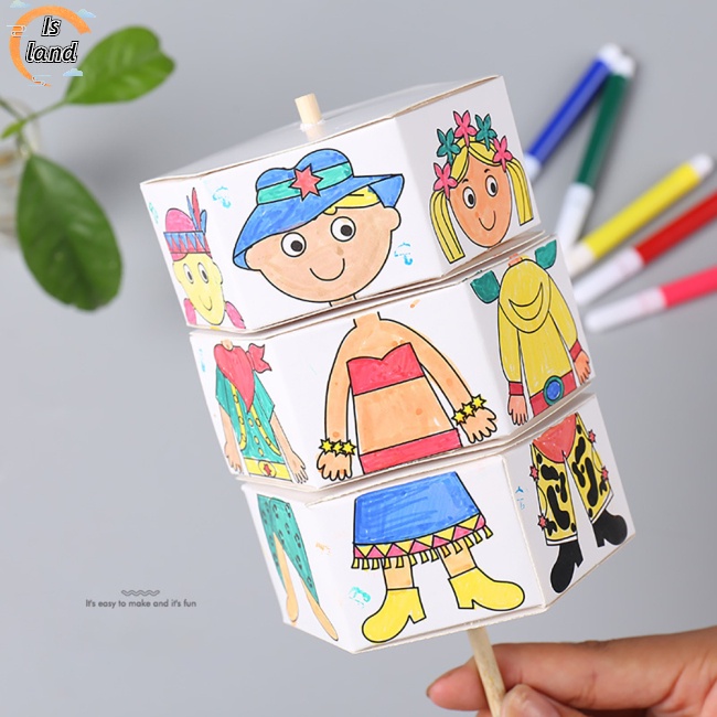 Set 2 Bộ Dụng Cụ Vẽ Tranh Tô Màu Nước Xoay Diy Dễ Thương Cho Trẻ Em