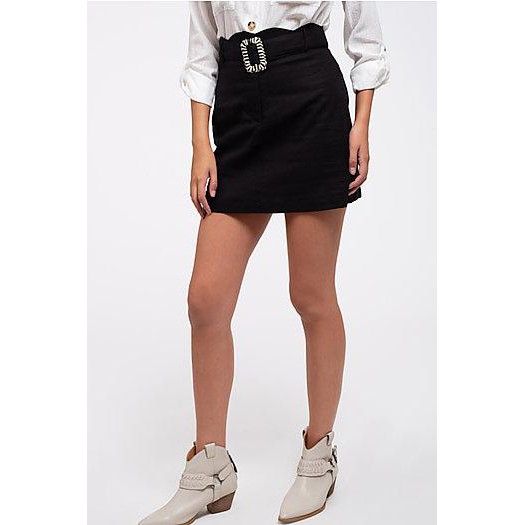 Chân váy ngắn linen kèm belt M1ne xuất xịn