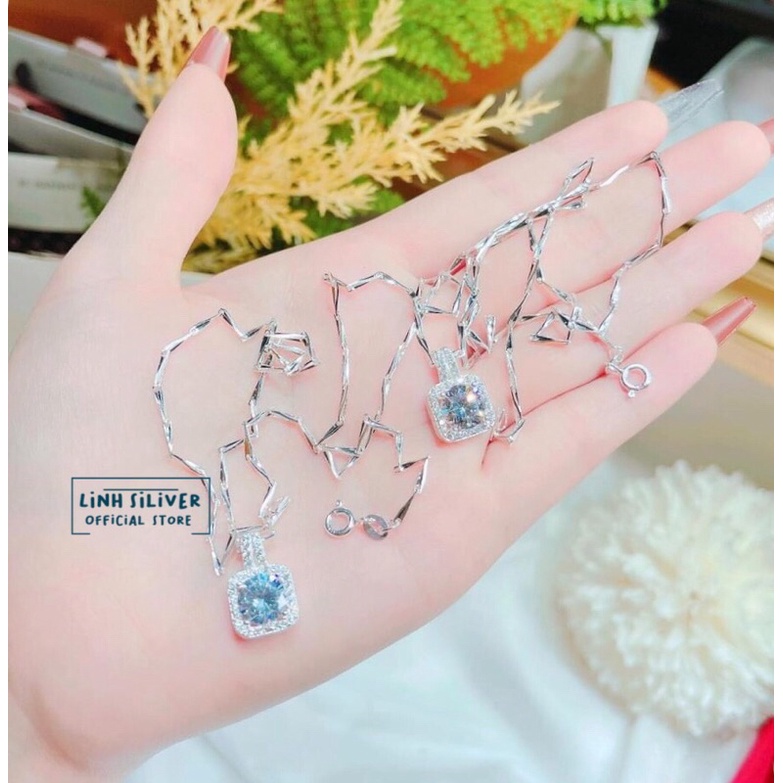 DÂY CHUYỀN MẶT ĐÁ VUÔNG NHIỀU MÀU CHO NỮ- DÂY CHUYỀN BẠC TA