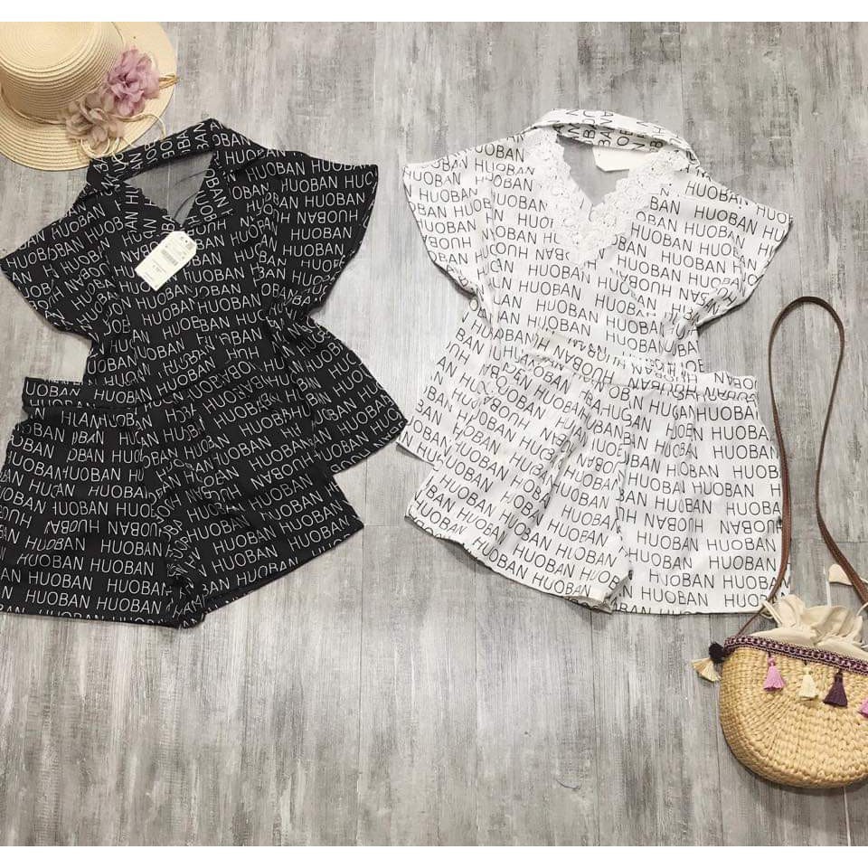 N607. Sét bộ đùi chữ cổ vest phối ren lưng, Chất đũi thái, hàng bán shop  đầm lolita -Hàng nhập khẩu