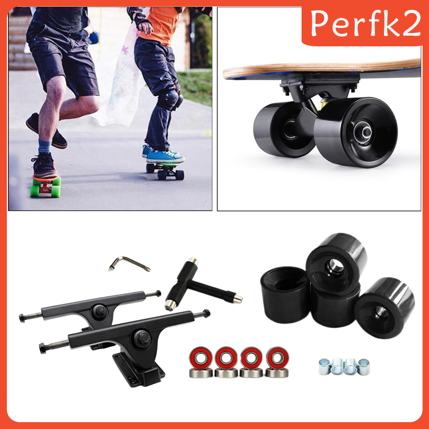 [PERFK2]Skateboard Trucks 7'' Bearings Longboard Wheel Roller T-Tool