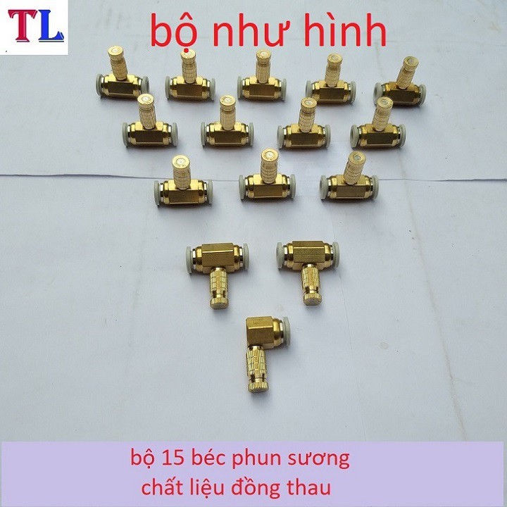 Bộ 15 Béc phun sương bằng đồng giá rẻ (cỡ béc số 1-2-3-4-5-6-7-8)