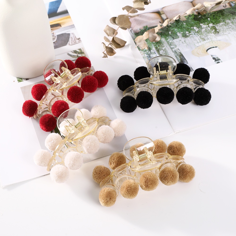 Haimeikang Kẹp Tóc Bóng Lông Thời Trang Hàn Quốc